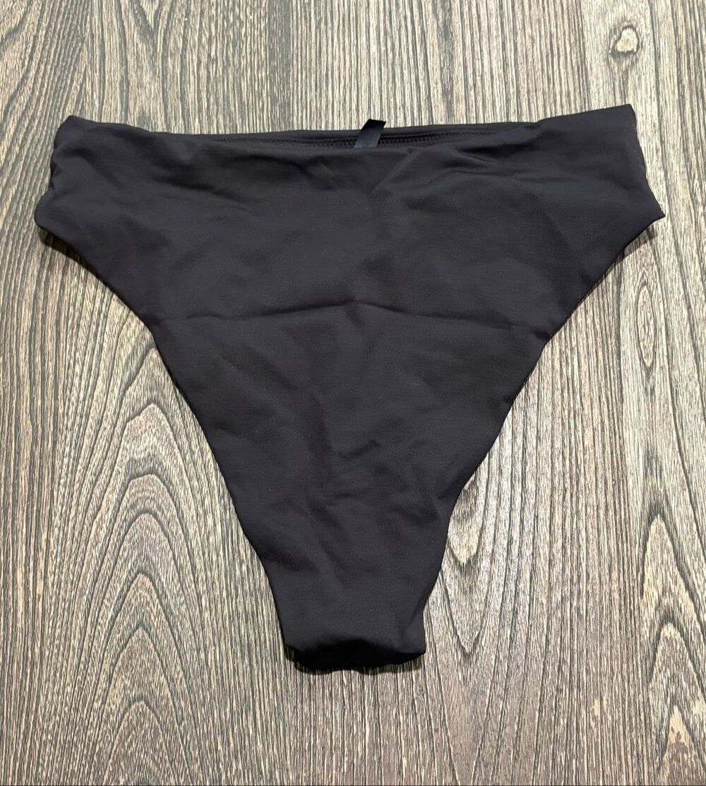 NWT SKIMS Womens Recycled Swim Bikini Bottom Mid Waist Stretch Black Size M